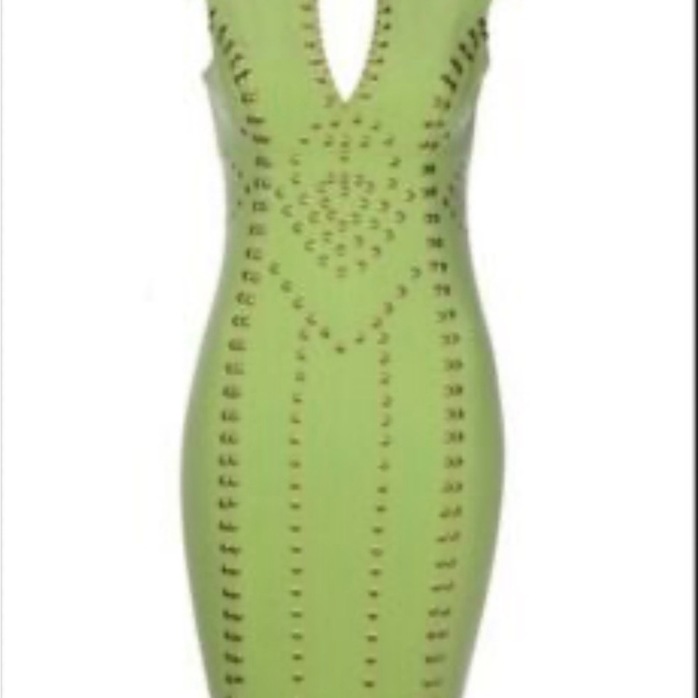Lipsy Lime Green Studded Midi Dress